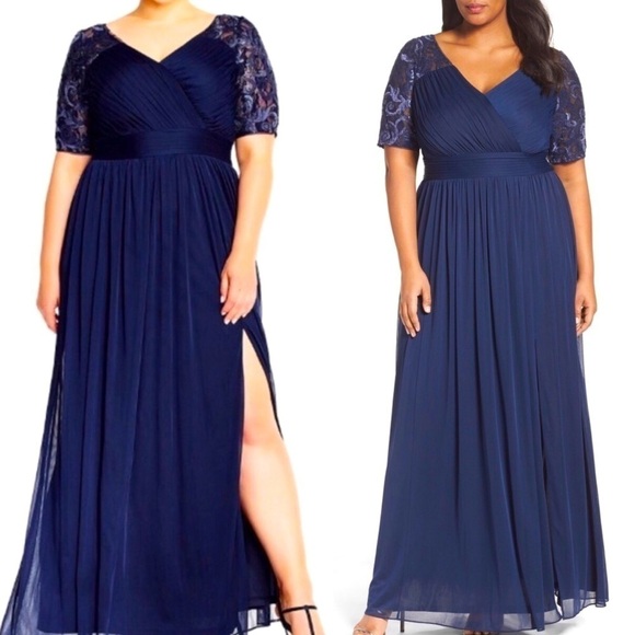 NWT ADRIANNA PAPELL Midnight Tulle & Sequin Gown - Picture 1 of 11